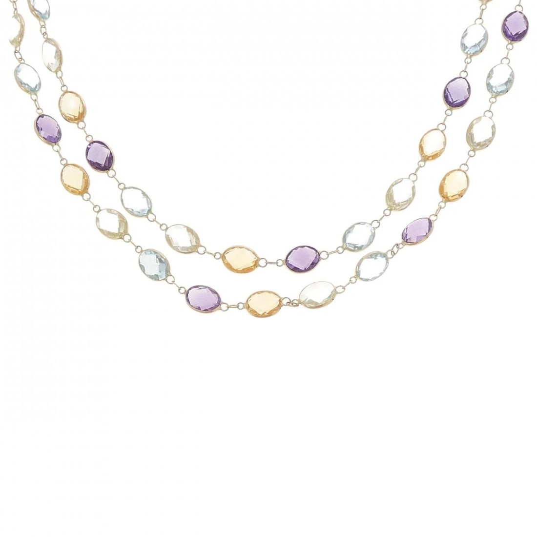K18YG COLOR STONE NECKLACE: K18YG Color Stone Necklace Brand: Unbranded Type/Style: Necklace Material: K18 yellow gold, Main Stone Amethyst Color: YG Size: Actual Size Chain maximum width approx.: 5.7mm Size 87cm Accessories:
