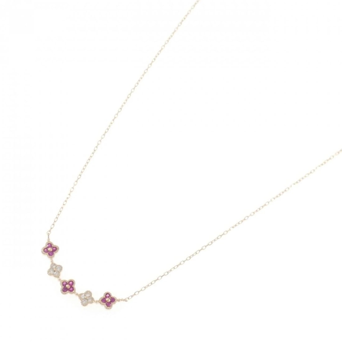 K18PG FLOWER RUBY NECKLACE - 2
