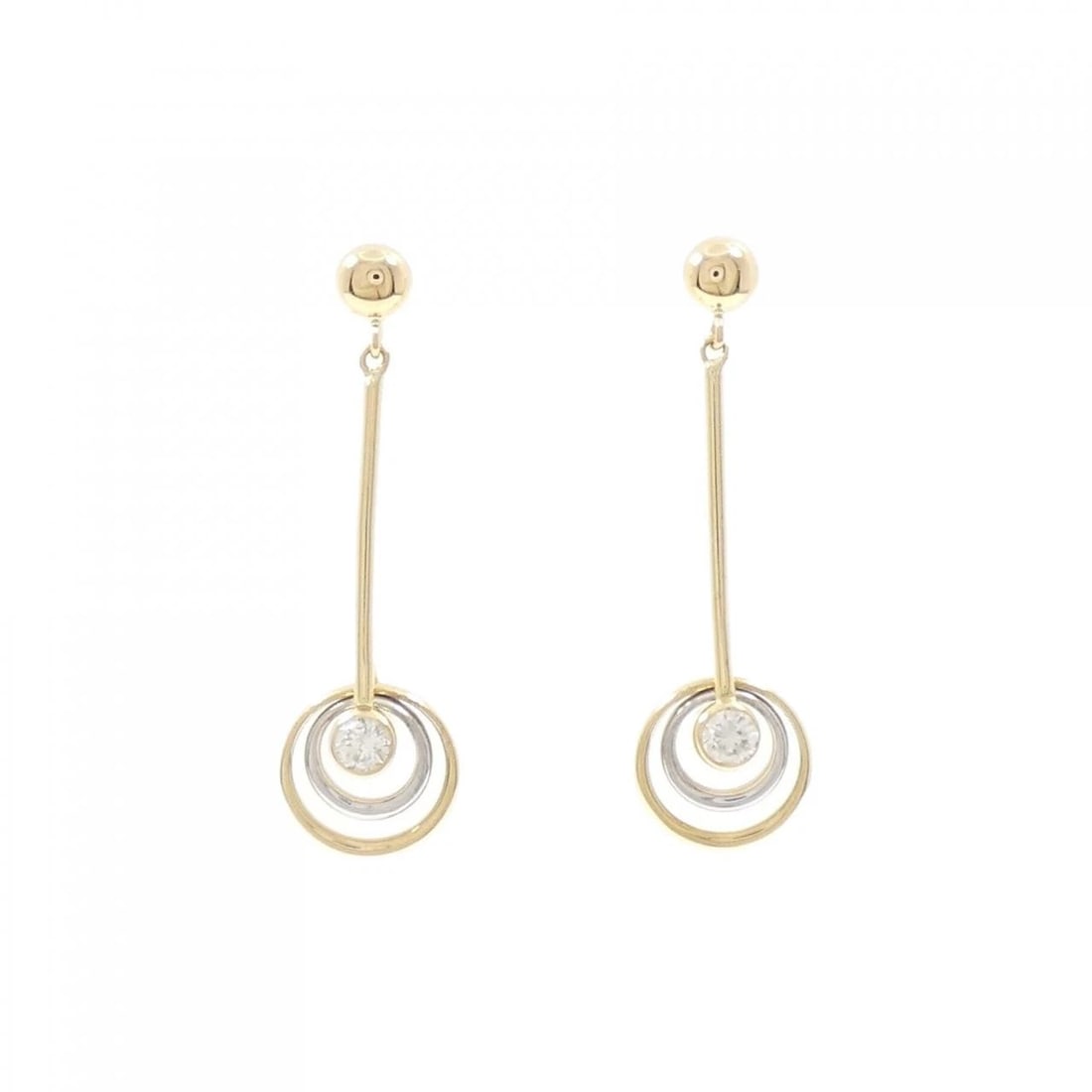 K18YG/K18WG DIAMOND PIERCE: K18YG/K18WG Diamond Pierce Brand: Unbranded Type/Style: Diamond Pierce/Earring Material: K18YG/K18WG, Color: YG WG Size: Actual Size Approx. height x width: 31.0mm x 9.2mm Accessories: None