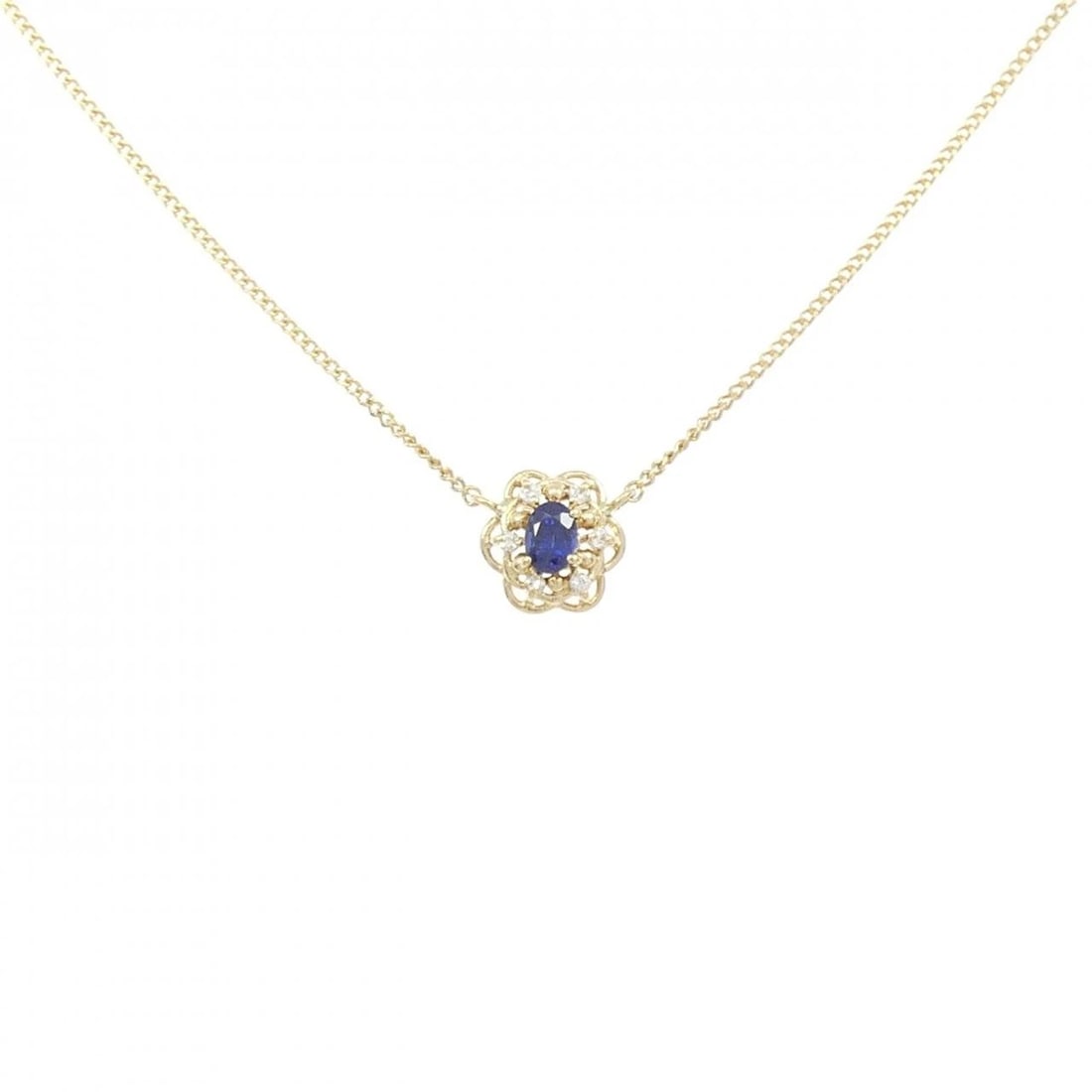 K18YG SAPPHIRE NECKLACE: K18YG Sapphire Necklace Brand: Unbranded Type/Style: Sapphire Necklace Material: K18 yellow gold, Main Stone Sapphire Color: YG Size: Actual Size Pendant length approx. x width approx.: 7.9mmx8.2mm