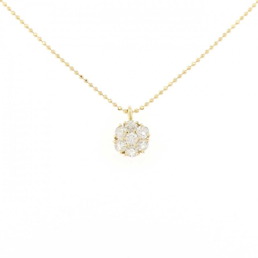 K18YG FLOWER DIAMOND NECKLACE: K18YG Flower Diamond Necklace Brand: Unbranded Type/Style: Diamond Necklace Material: K18 yellow gold, Color: YG Size: Actual Size Pendant length approx. x width approx.: 10.5mmx7.5mm Chain maximum wi