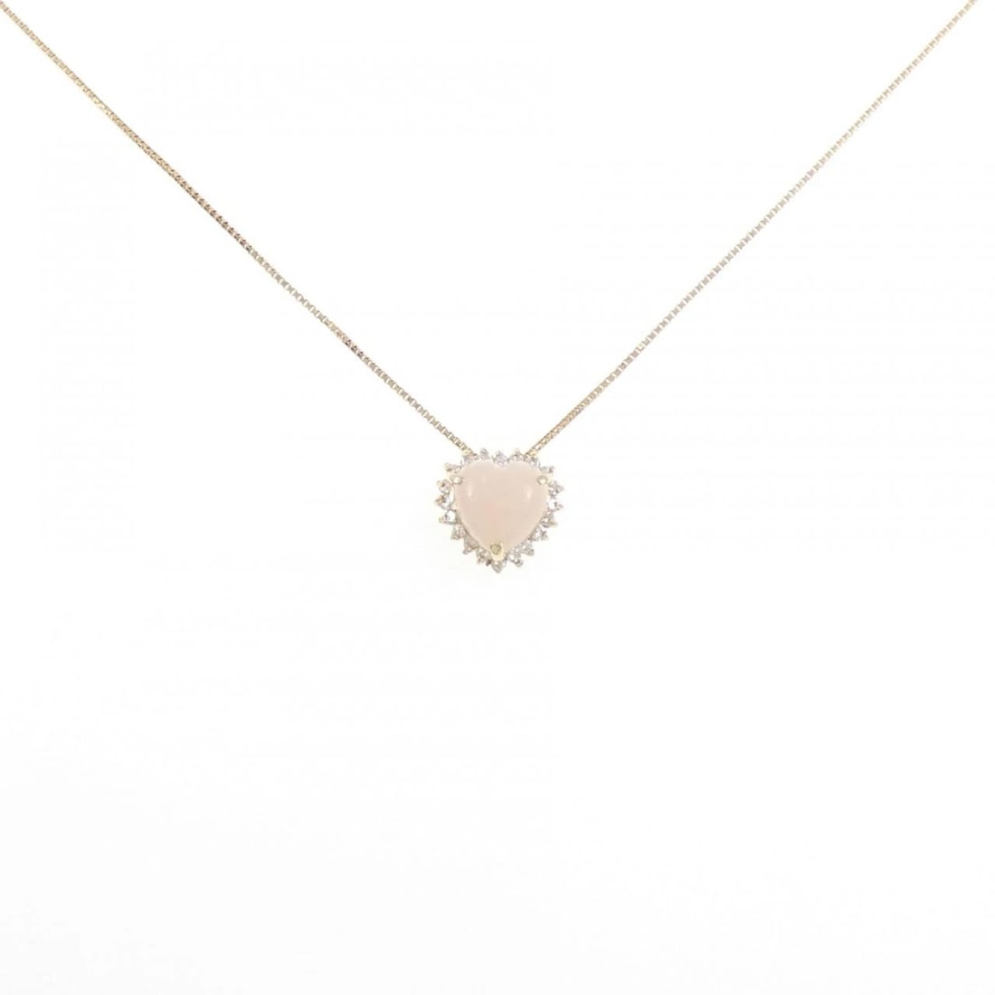 18K YELLOW GOLD HEART OPAL NECKLACE: 18K Yellow Gold Heart Opal Necklace Brand: Unbranded Type/Style: Necklace Material: K18 yellow gold, Main Stone Opal Color: YG Size: Actual Size Pendant length approx. x width approx.: 9.6mmx9.9mm Cha