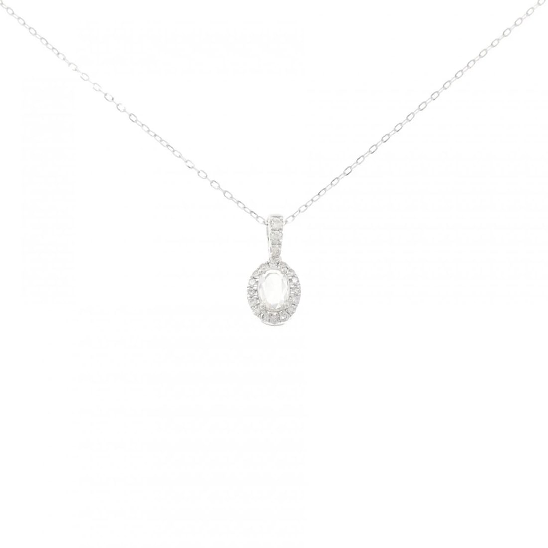 750WG/K18WG DIAMOND NECKLACE: 750WG/K18WG Diamond Necklace Brand: Unbranded Type/Style: Diamond Necklace Material: K18 white gold, Color: WG Size: Actual Size Pendant length approx. x width approx.: 12.7mmx5.6mm Chain maximum widt