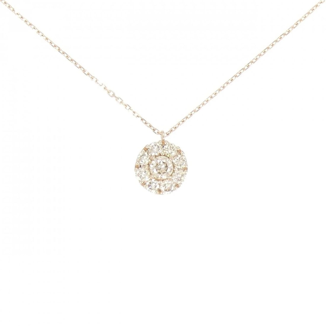 K18PG DIAMOND NECKLACE: K18PG Diamond Necklace Brand: Unbranded Type/Style: Diamond Necklace Material: K18 Pink Gold, Color: PG Size: Actual Size Pendant length approx. x width approx.: 8.6mmx8.4mm Chain maximum width