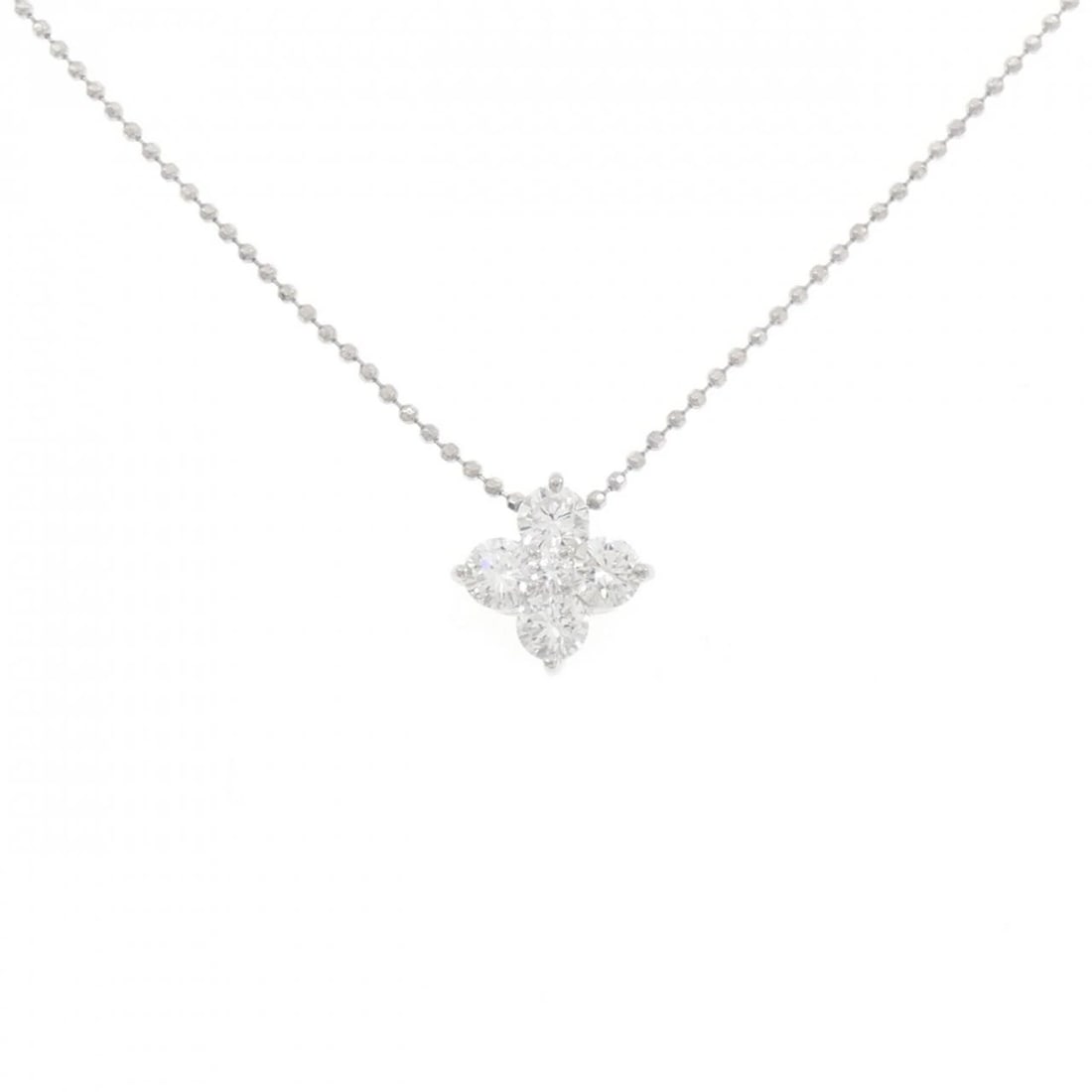 PT900/PT850 FLOWER DIAMOND NECKLACE: PT900/PT850 Flower Diamond Necklace Brand: Unbranded Type/Style: Diamond Necklace Material: PT900/PT850, Color: PT Size: Actual Size Pendant length approx. x width approx.: 9.2mmx9.2mm Chain maximum