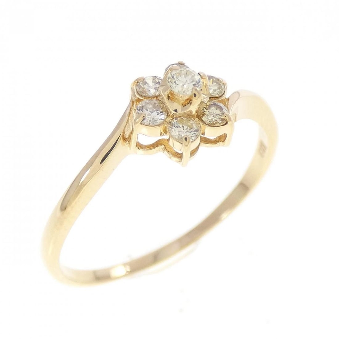 K18YG FLOWER DIAMOND RING: K18YG Flower Diamond Ring Brand: Unbranded Type/Style: Diamond Ring Material: K18 yellow gold, Color: YG Size: US7 Accessories: None Accessories Notice: When purchasing pre-owned goods, please refer