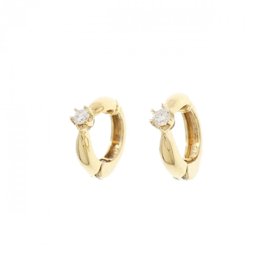 K18YG DIAMOND EARRINGS: K18YG Diamond Earrings Brand: Unbranded Type/Style: Diamond Pierce/Earring Material: K18 yellow gold, Color: YG Size: Actual Size Approx. height x width: 10.6mm x 2.5mm Accessories: None A