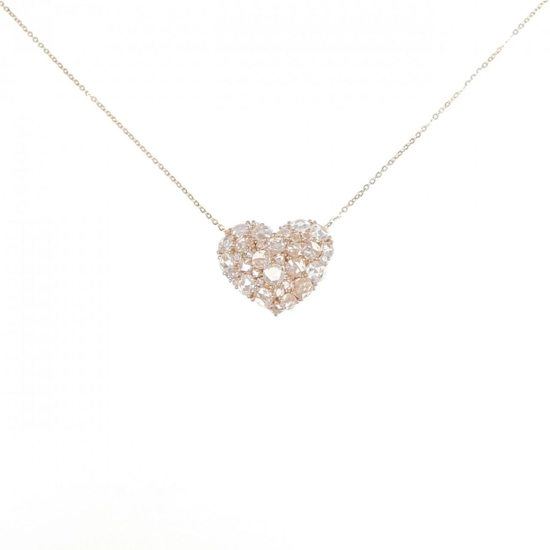 K18PG HEART PAVE DIAMOND NECKLACE: K18PG Heart Pave Diamond Necklace Brand: Unbranded Type/Style: Diamond Necklace Material: K18PG, Color: PG Size: Actual Size Pendant length approx. x width approx.: 15.8mmx18.3mm Chain maximum width