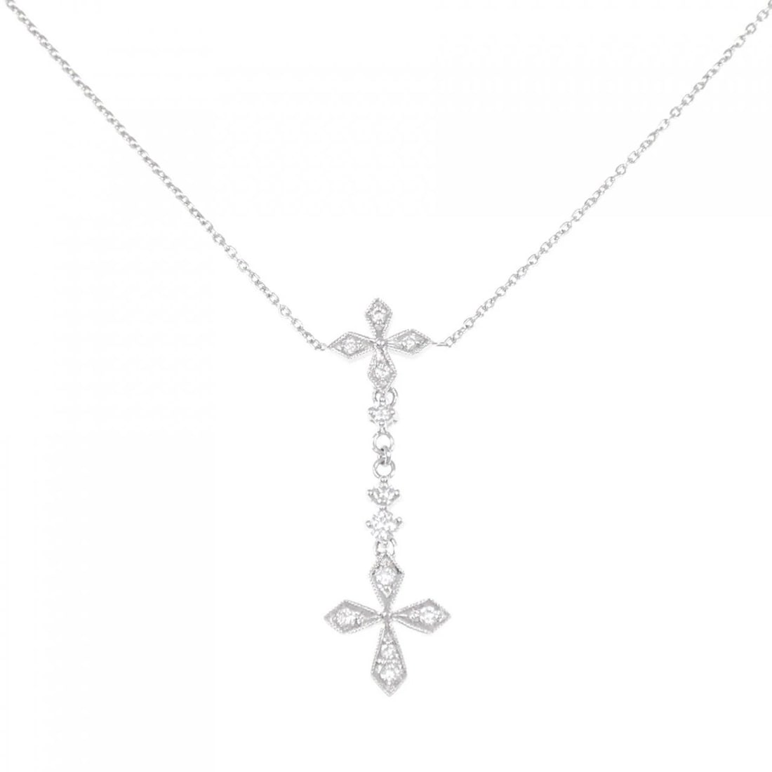 K18WG DIAMOND NECKLACE: K18WG Diamond Necklace Brand: Unbranded Type/Style: Diamond Necklace Material: K18WG, Color: WG Size: Actual Size Pendant length approx. x width approx.: 34.2mmx10.9mm Chain maximum width approx.: