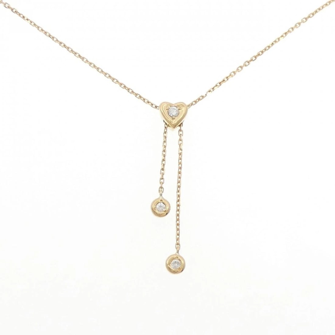 K18YG HEART DIAMOND NECKLACE: K18YG Heart Diamond Necklace Brand: Unbranded Type/Style: Diamond Necklace Material: K18 yellow gold, Color: YG Size: Actual Size Pendant length approx. x width approx.: 34.3mmx5.7mm Chain maximum wid