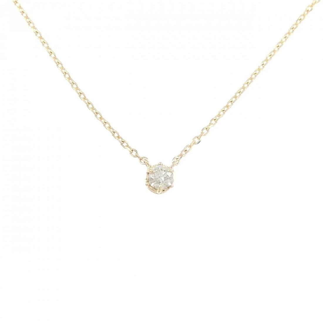 K18YG DIAMOND NECKLACE: K18YG Diamond Necklace Brand: Unbranded Type/Style: Diamond Necklace Material: K18 yellow gold, Color: YG Size: Actual Size Pendant length approx. x width approx.: 3.7mmx3.4mm Chain maximum width