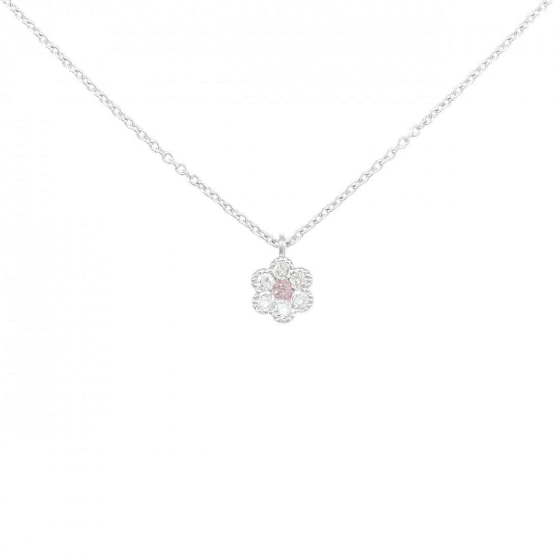K18WG PINK DIAMOND NECKLACE: K18WG Pink Diamond Necklace Brand: Unbranded Type/Style: Pink Diamond Necklace Material: K18WG, Color: WG Size: Actual Size Pendant length approx. x width approx.: 5.7mmx5.3mm Chain maximum width appr