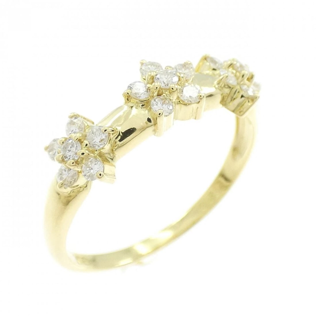 K18YG FLOWER DIAMOND RING: K18YG Flower Diamond Ring Brand: Unbranded Type/Style: Diamond Ring Material: K18 yellow gold, Color: YG Size: US6 1/2 Accessories: None Accessories Notice: When purchasing pre-owned goods, please