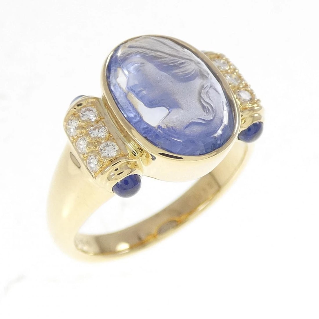 K18YG SAPPHIRE RING: K18YG Sapphire Ring Brand: Unbranded Type/Style: Sapphire Ring Material: K18 yellow gold, Main Stone Sapphire Color: YG Size: US6 1/4 Accessories: None Accessories Notice: When purchasing pre-owned