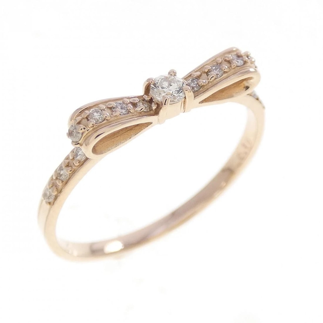 K18PG RIBBON DIAMOND RING: K18PG Ribbon Diamond Ring Brand: Unbranded Type/Style: Diamond Ring Material: K18PG, Color: PG Size: US7 1/4 Accessories: None Accessories Notice: When purchasing pre-owned goods, please refer to the