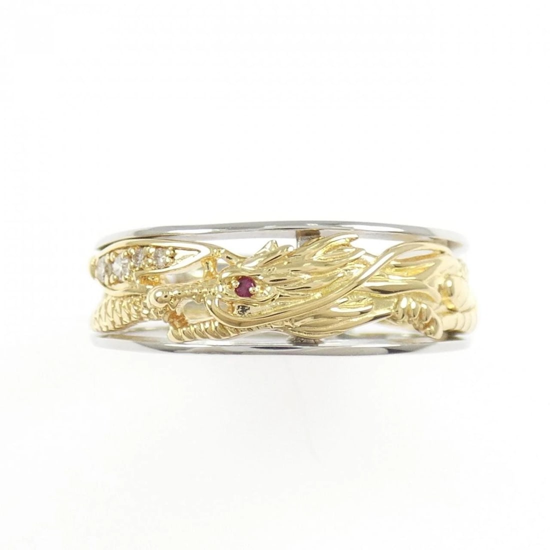 K18YG/PT950 RUBY RING - 2
