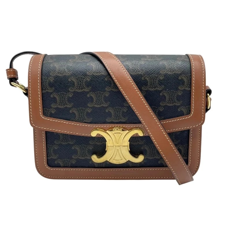 CELINE BAG TAN TRIOMPHE CANVAS SHOULDER BAG: CELINE Bag Tan Triomphe Canvas Shoulder Bag Brand: CELINE Type/Style: Shoulder Bag Material: Triomphe Campus Color: Tan Size: W: 18cm / H: 14cm / D: 7cm Accessories: None Accessories Notice: When