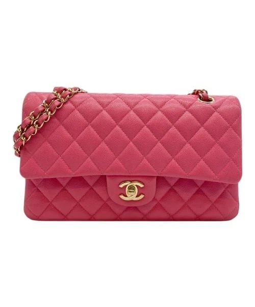 CHANEL MATELASSE 25 DOUBLE FLAP CHAIN SHOULDER BAG: CHANEL Matelasse 25 Double Flap Chain Shoulder Bag Brand: CHANEL Type/Style: Shoulder Bag Material: Caviar Skin Color: Pink Size: H:15.0cm / W:25.0cm / D:6.5cm Accessories: None Accessorie