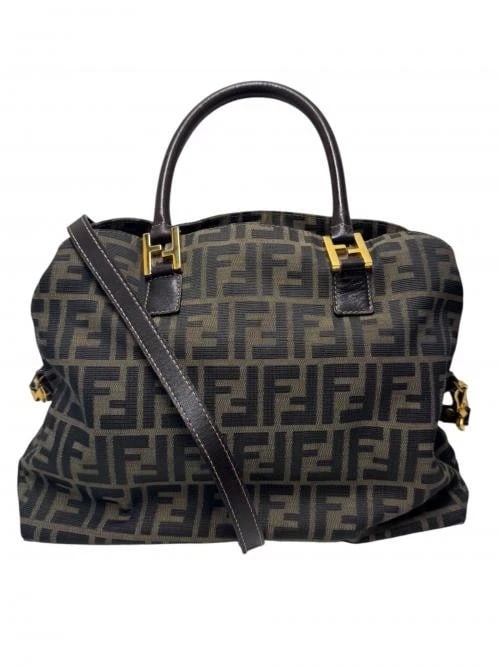 FENDI FENDI 2-WAY BAG ZUCCA PATTERN CANVAS BAG: FENDI FENDI 2-Way Bag Zucca Pattern Canvas Bag Brand: FENDI Type/Style: Handbag Material: Canvas Handle: Leather Color: Brown Size: H:25.0cm / W:31.0cm / D:13.0cm Accessories: None Accessories
