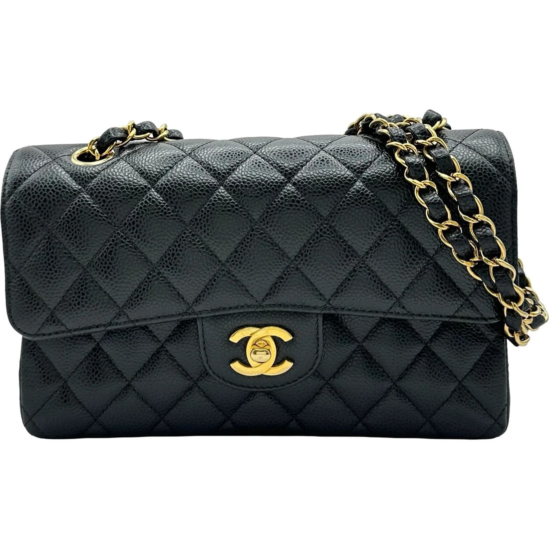 CHANEL MATELASSE BLACK GHW CAVIAR SKIN SHOULDER BAG: CHANEL Matelasse Black GHW Caviar Skin Shoulder Bag Brand: CHANEL Type/Style: Shoulder Bag Material: Caviar Skin Color: Black / GD Hardware Size: W: 22.5cm / H: 15cm / D: 6cm Accessories: None