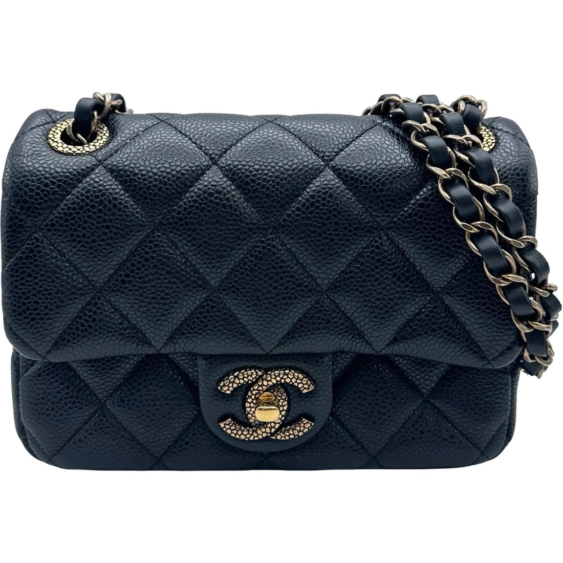CHANEL MINI BLACK GHW CAVIAR SKIN SHOULDER BAG: CHANEL Mini Black GHW Caviar Skin Shoulder Bag Brand: CHANEL Type/Style: Shoulder Bag Material: Caviar Skin Color: Black / GD Hardware Size: W: 18cm / H: 13cm / D: 6cm Accessories: None Accessories