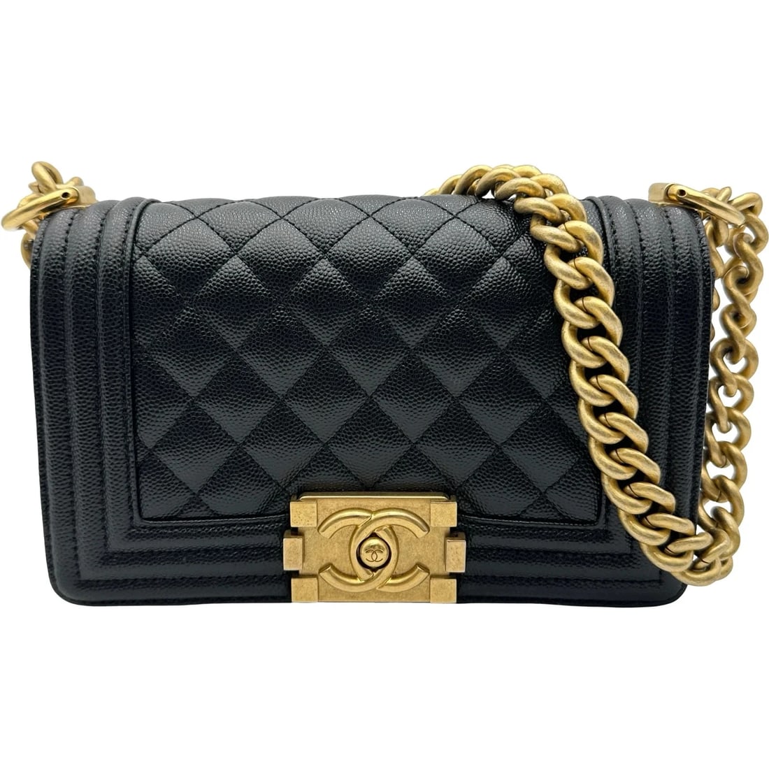 CHANEL BLACK GHW CAVIAR SKIN SHOULDER BAG: CHANEL Black GHW Caviar Skin Shoulder Bag Brand: CHANEL Type/Style: Shoulder Bag Material: Caviar Skin Color: Black / GD Hardware Size: W: 20cm / H: 12cm / D: 6cm Accessories: None Accessories