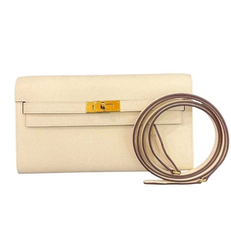 HERMES KELLY TO GO W STAMP NATA GHW EPSOM SHOULDER BAG: HERMES Kelly To Go W Stamp Nata GHW Epsom Shoulder Bag Brand: HERMES Type/Style: Shoulder Bag Material: Epson Color: Nata / GD Hardware Size: W: 20cm / H: 11.5cm / D: 2cm Accessories: None