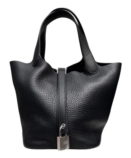 HERMES PICOTIN LOCK PM SHW TAURILLON CLEMENCE: HERMES Picotin Lock PM SHW Taurillon Clemence Brand: HERMES Type/Style: Handbag Material: Taurillon Clemence Color: Black Size: H:17.0cm / W:13.0cm / D:18.0cm Accessories: None Accessories Notice: