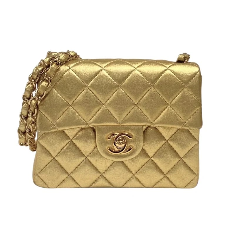 CHANEL MINI SERIES GOLD GHW LAMBSKIN SHOULDER BAG: CHANEL Mini Series Gold GHW Lambskin Shoulder Bag Brand: CHANEL Type/Style: Shoulder Bag Material: Lambskin Color: Gold / GD Hardware Size: W: 17cm / H: 13cm / D: 6cm Accessories: None Acc