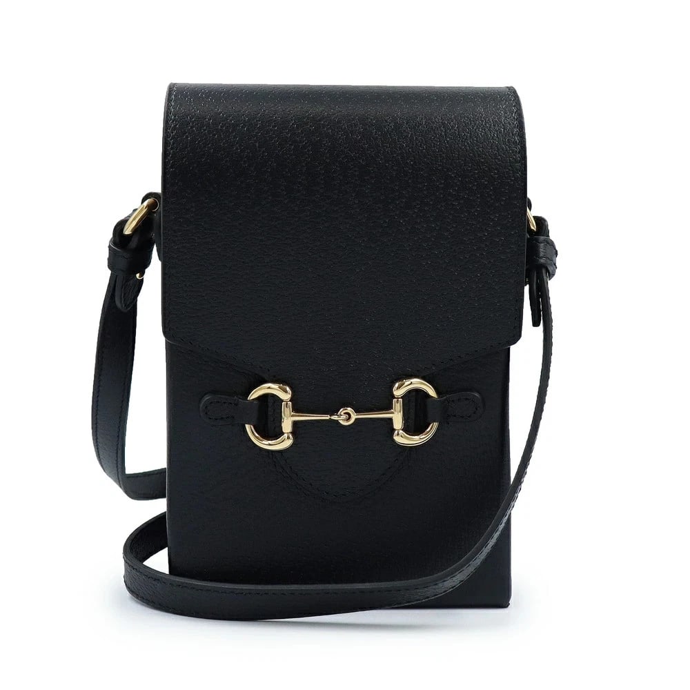 GUCCI HORSEBIT BLACK SHOULDER BAG: GUCCI Horsebit Black Shoulder Bag Brand: GUCCI Type/Style: Shoulder Bag Material: Leather Color: Black Size: W: 12cm x H: 18cm x D: 6cm Accessories: None Accessories Notice: When purchasing pre-owned
