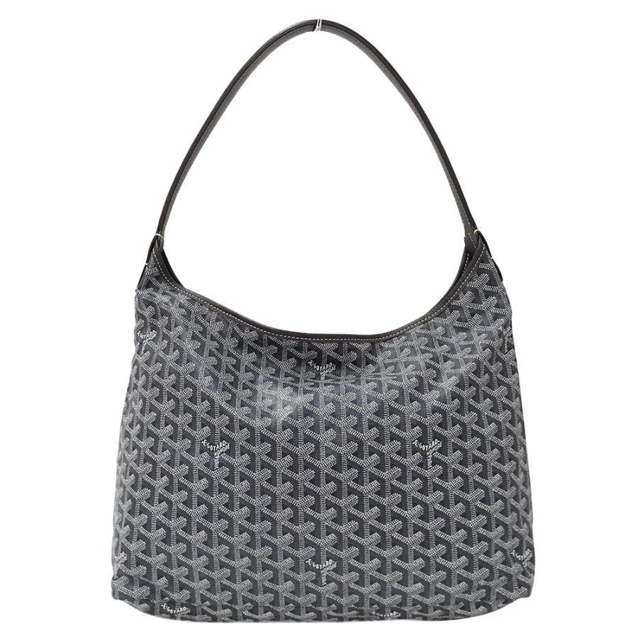 GOYARD HOBO SHOULDER BAG COATED CANVAS GRAY: Goyard Hobo Shoulder Bag Coated Canvas Gray Brand: Goyard Type/Style: Shoulder Bag Material: Coated Canvas Color: Gray Size: W: 33cm / H: 25cm (center) / D: 13.5cm Accessories: None Accessories