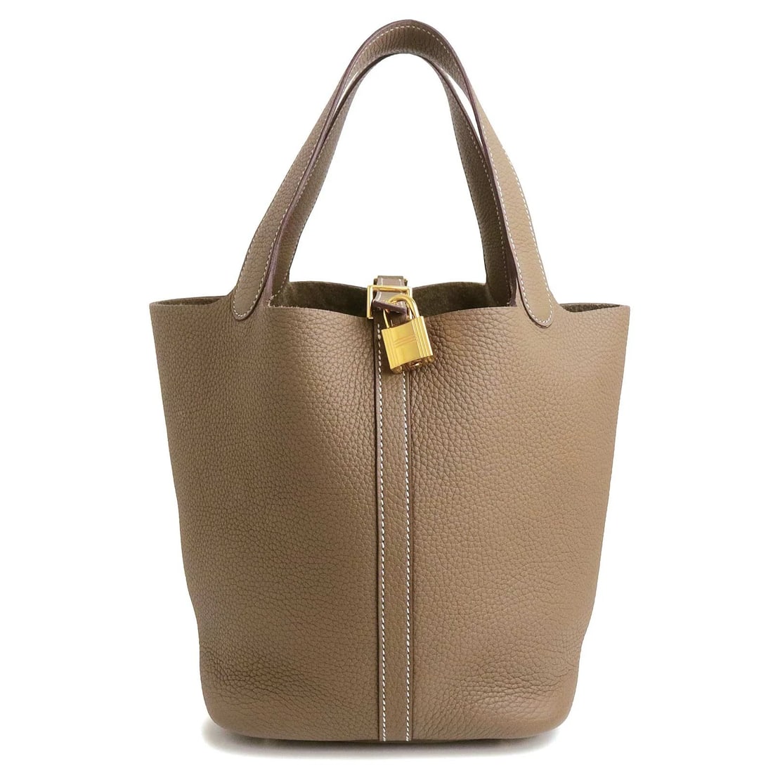 HERMES ETOUPE HANDBAG D STAMP: HERMES Etoupe Handbag D Stamp Brand: HERMES Type/Style: Handbag Material: Taurillon Clemence Color: Etoupe Size: W: 22cm x H: 22cm x D: 18cm Accessories: None Accessories Notice: When purc