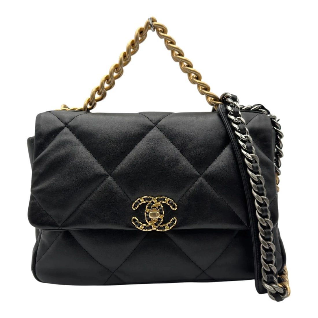 CHANEL BLACK GOLD/SHW SHINY LAMBSKIN SHOULDER BAG: CHANEL Black Gold/SHW Shiny Lambskin Shoulder Bag Brand: CHANEL Type/Style: Shoulder Bag Material: Shiny Lambskin Color: Black Gold // SV Hardware Size: W: 29.0cm / H: 18.5cm / D: 8.0cm Accessorie