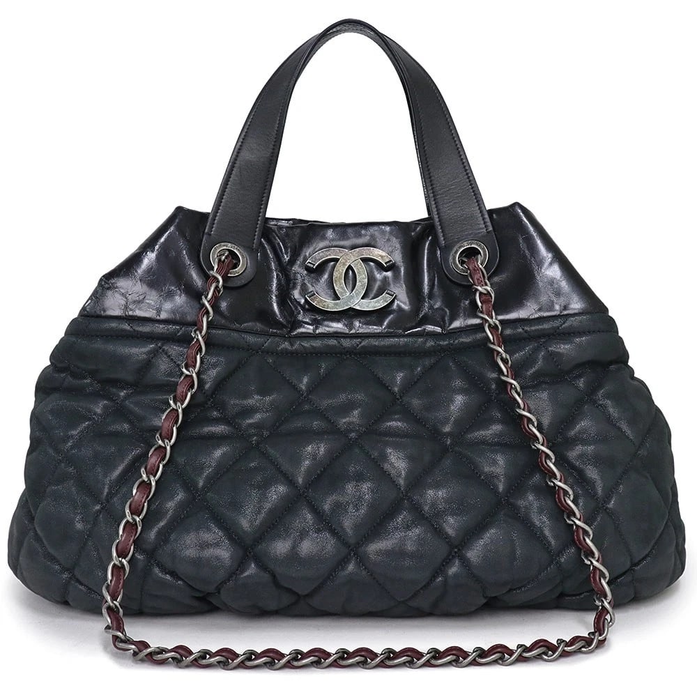 CHANEL COCO MARK MATELASSE TOTE BLACK: CHANEL Coco Mark Matelasse Tote Black Brand: CHANEL Type/Style: Tote Bag Material: Sparkle Leather Color: Black Size: W: 25cm x 35cm x H: 26cm x D: 25cm Accessories: None Accessories Notic