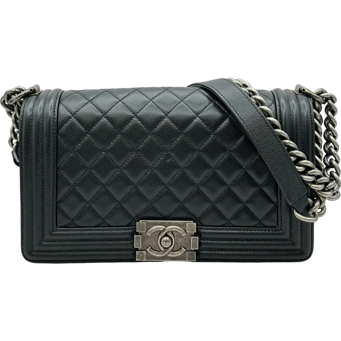 CHANEL SERIES BLACK SHW CAVIAR SHOULDER BAG: CHANEL Series Black SHW Caviar Shoulder Bag Brand: CHANEL Type/Style: Shoulder Bag Material: Caviar Color: Black / SV Hardware Size: W: 25cm / H: 14.5cm / D: 6cm Accessories: None Accessories Notice: