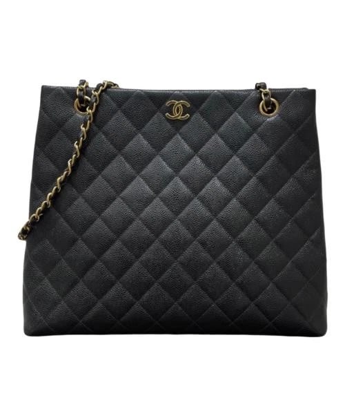 CHANEL COCO MARK MATELASSE CHAIN TOTE BAG: CHANEL Coco Mark Matelasse Chain Tote Bag Brand: CHANEL Type/Style: Tote Bag Material: Caviar Skin Color: Black Size: H:28.0cm / W:35.0cm / D:11.0cm Accessories: None Accessories Notice: W