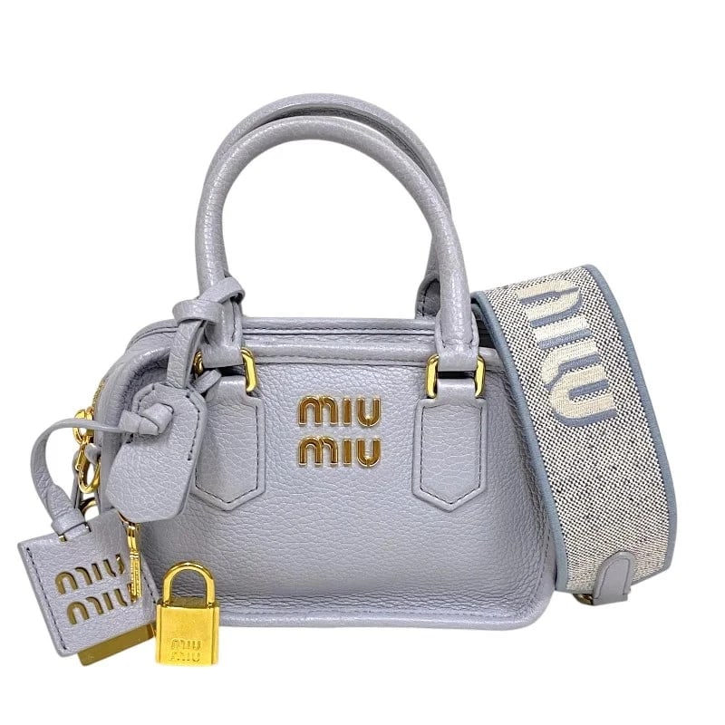 MIU MIU LEATHER BAG PURPLE GREY GHW SHOULDER BAG (1 of 4)