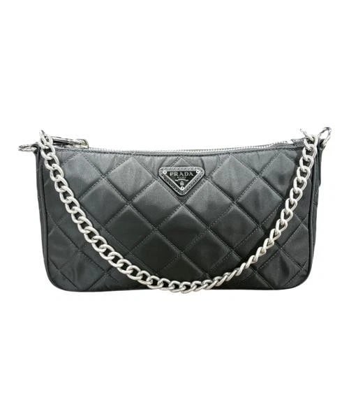 PRADA SHOULDER BAG: PRADA Shoulder Bag Brand: PRADA Type/Style: Shoulder Bag Material: Nylon Shoulder Strap: Leather Color: Black Size: H:13.0cm / W:24.0cm / D:7.0cm Accessories: None Accessories Notice: When