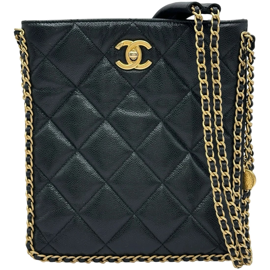 CHANEL SHOPPING BAG BLACK CAVIAR LEATHER SHOULDER BAG: CHANEL Shopping Bag Black Caviar Leather Shoulder Bag Brand: CHANEL Type/Style: Shoulder Bag Material: Caviar Skin Color: Black / GD Hardware Size: W: 20.5cm / H: 22.5cm / D: 3.5cm Accessories: No