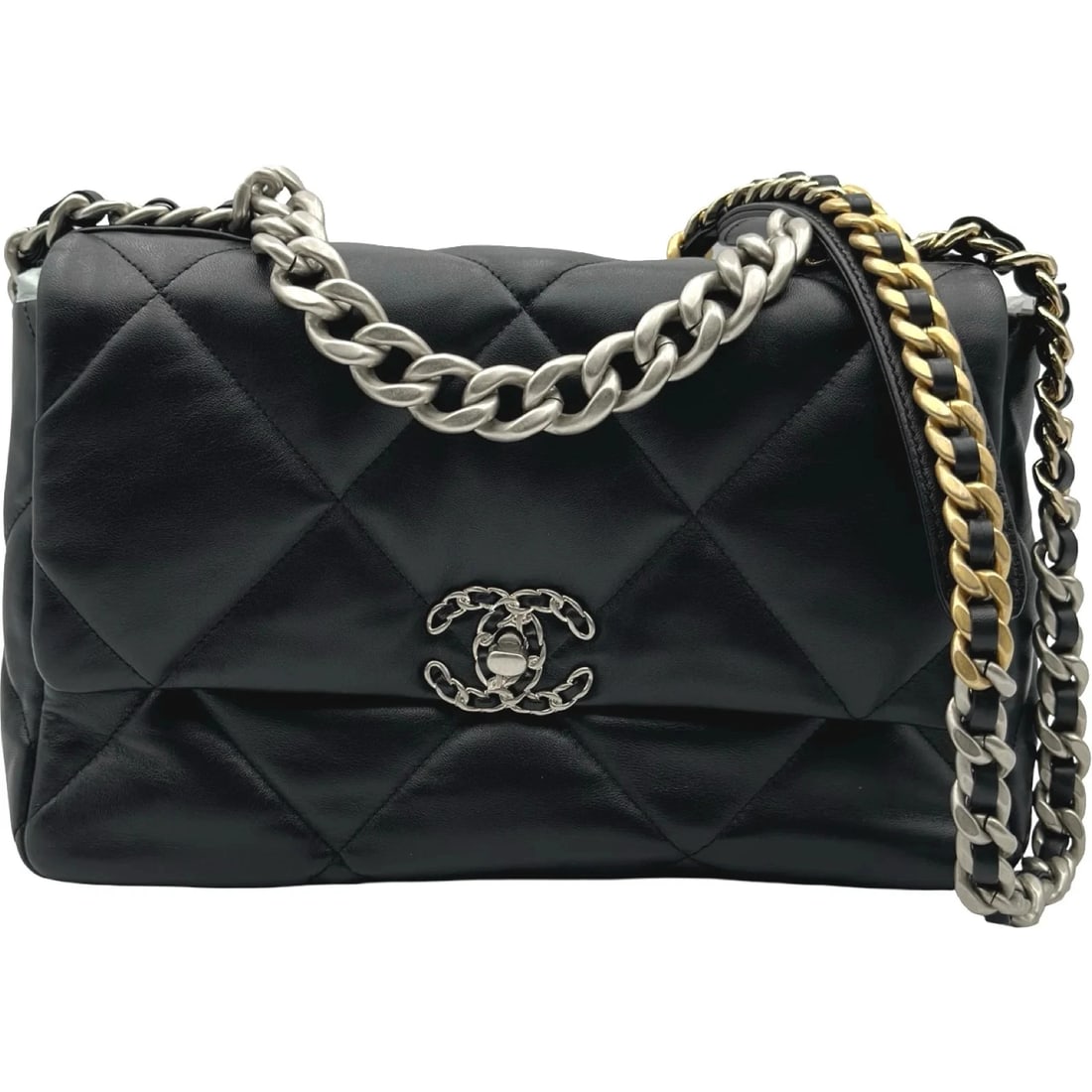 CHANEL BLACK GHW?SHW SHINY LAMBSKIN SHOULDER BAG: CHANEL Black GHW?SHW Shiny Lambskin Shoulder Bag Brand: CHANEL Type/Style: Shoulder Bag Material: Shiny Lamb Color: Black / GD Hardware ? / SV Hardware Size: W: 30cm / H: 21cm / D: 8cm Accessories