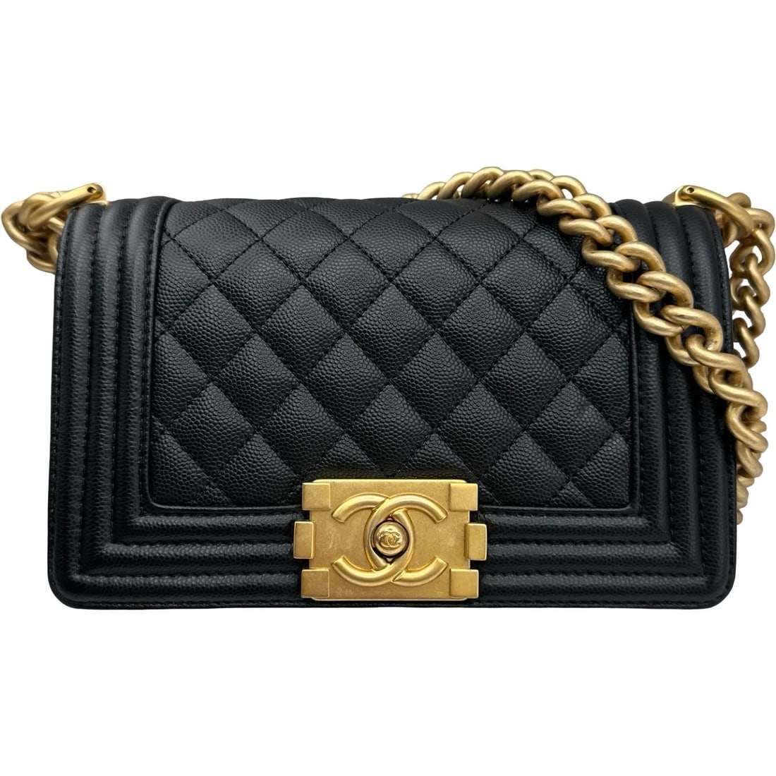 CHANEL BLACK GHW CAVIAR SKIN SHOULDER BAG: CHANEL Black GHW Caviar Skin Shoulder Bag Brand: CHANEL Type/Style: Shoulder Bag Material: Caviar Skin Color: Black / GD Hardware Size: W: 20cm / H: 12cm / D: 7cm Accessories: None Accessories