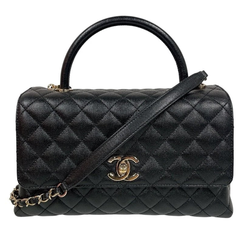 CHANEL COCO BLACK GHW CAVIAR SKIN SHOULDER BAG: CHANEL Coco Black GHW Caviar Skin Shoulder Bag Brand: CHANEL Type/Style: Shoulder Bag Material: Caviar Skin Color: Black / GD Hardware Size: W: 29cm / H: 18cm / D: 12cm Accessories: None A