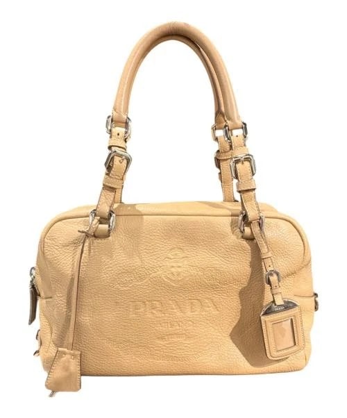 PRADA BOSTON BAG: PRADA Boston Bag Brand: PRADA Type/Style: Boston Bag Material: Leather Color: Beige Size: H:20.0cm / W:30.0cm / D:14.0cm Accessories: None Accessories Notice: When purchasing pre-owned goo