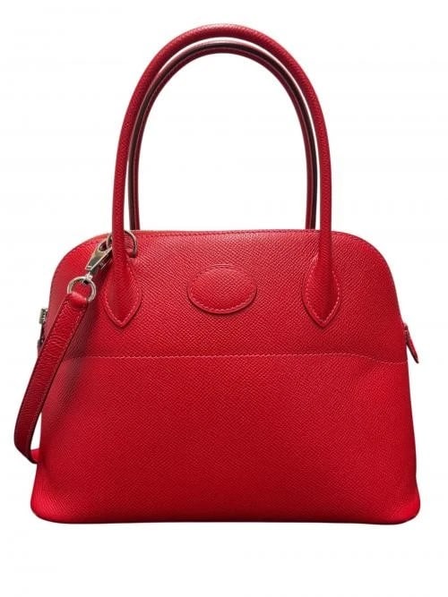 HERMES BOLIDE EPSON ROUGE VIF T STAMP: HERMES Bolide Epson Rouge Vif T Stamp Brand: HERMES Type/Style: Handbag Material: Veau Epsom Color: Rouge Vif / Red X Silver Hardware Size: H:20.5cm / W:26.5cm / D:10.0cm Accessories: None