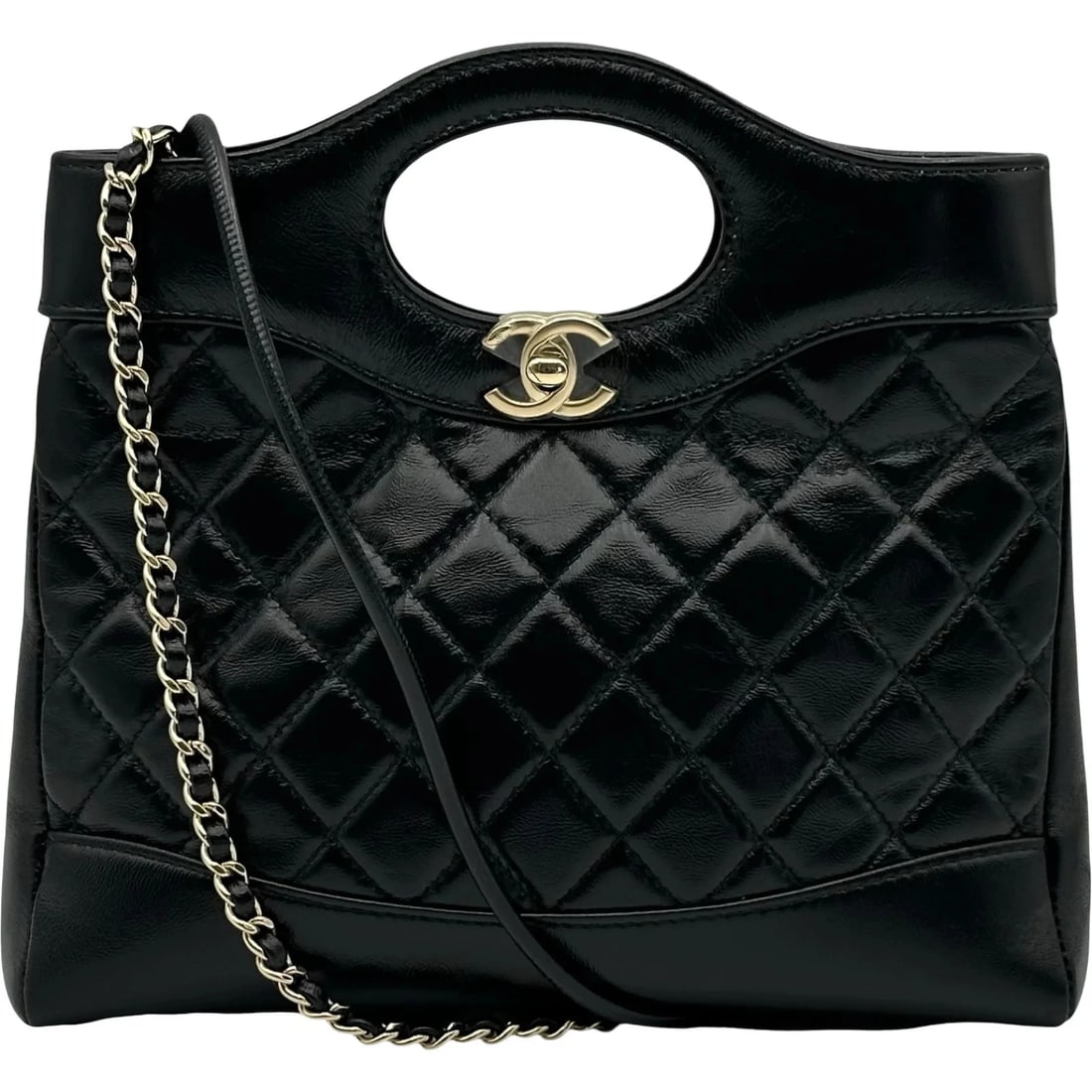 CHANEL BLACK GHW LAMBSKIN SHOULDER BAG: CHANEL Black GHW Lambskin Shoulder Bag Brand: CHANEL Type/Style: Shoulder Bag Material: Lambskin Color: Black / GD Hardware Size: W: 23.5cm / H: 22.5cm / D: 6cm Accessories: None Accessories Notice: