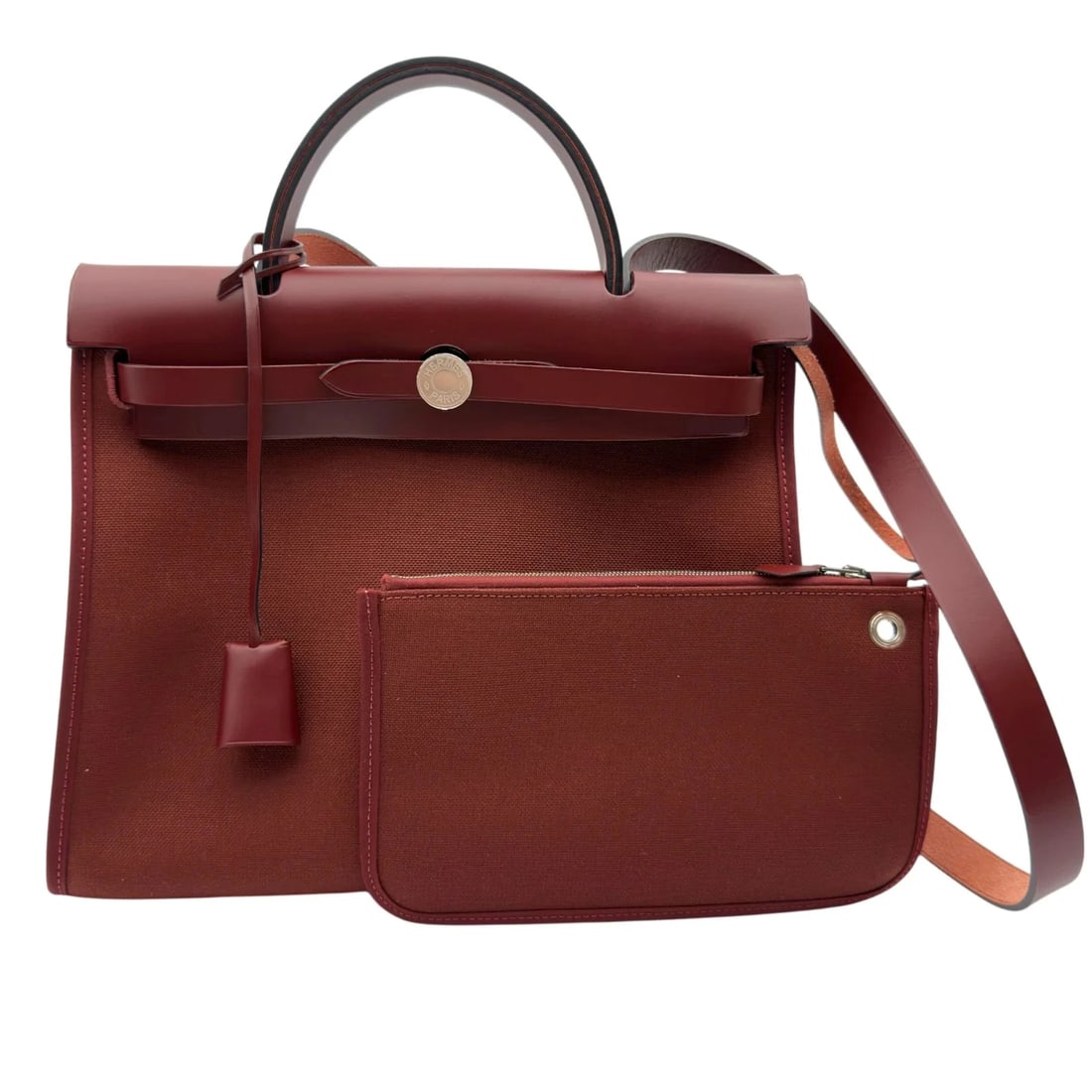 HERMES EVELYNE BORDEAUX SHW TOILE H SHOULDER BAG (1 of 4)