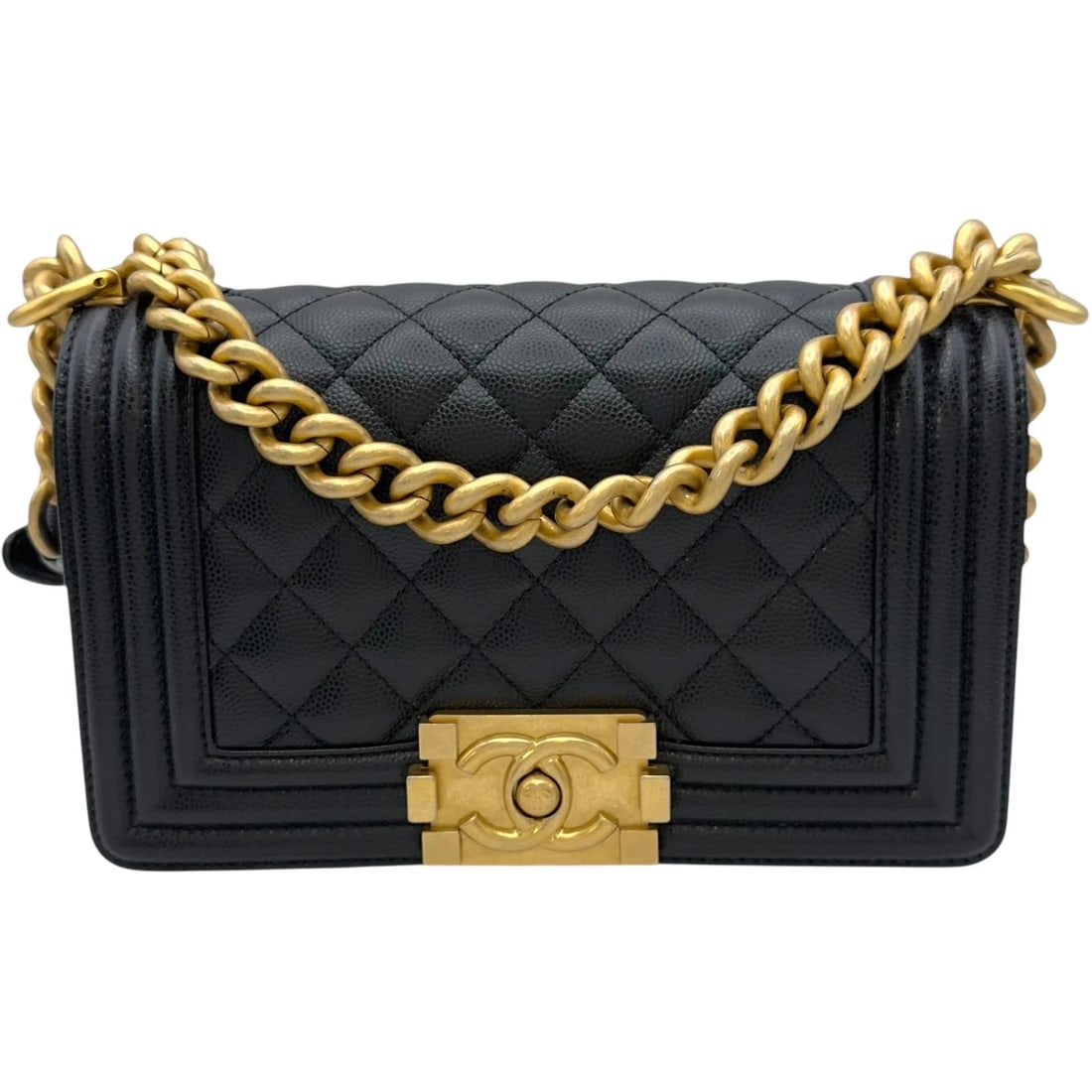 CHANEL BLACK GHW CAVIAR SKIN SHOULDER BAG: CHANEL Black GHW Caviar Skin Shoulder Bag Brand: CHANEL Type/Style: Shoulder Bag Material: Caviar Skin Color: Black / GD Hardware Size: W: 20cm / H: 12cm / D: 8.5cm Accessories: None Accessories