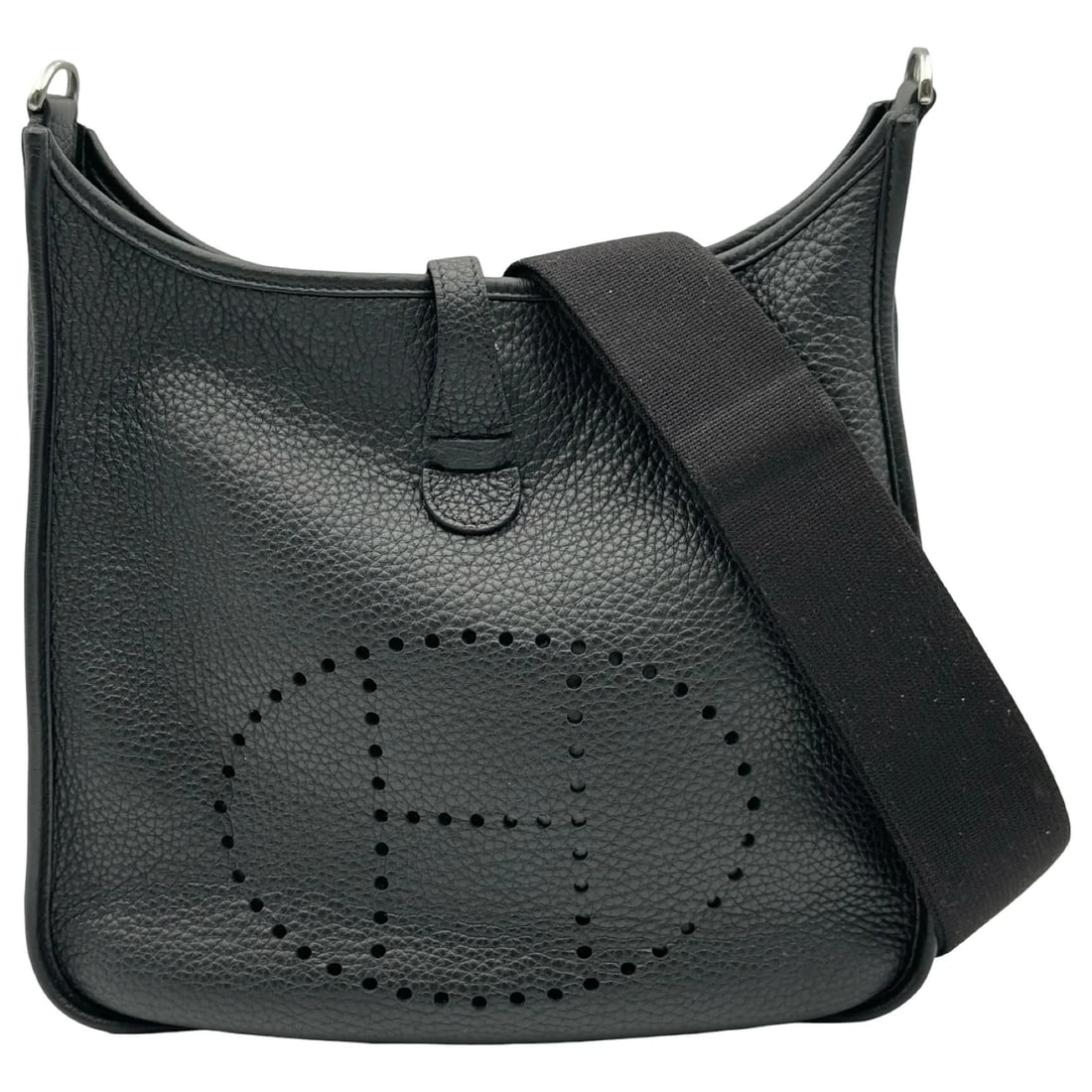 HERMES PM W STAMP BLACK SHW SHOULDER BAG: HERMES PM W Stamp Black SHW Shoulder Bag Brand: HERMES Type/Style: Shoulder Bag Material: Taurillon Clemence Color: Black / SV Hardware Size: W: 28cm / H: 29cm / D: 8cm Accessories: None A