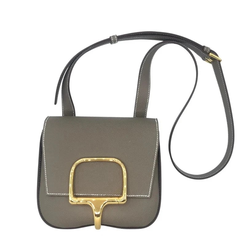 HERMES STAMP ETOUPE SHW EPSOM SHOULDER BAG: HERMES Stamp Etoupe SHW Epsom Shoulder Bag Brand: HERMES Type/Style: Shoulder Bag Material: Epson Color: Etoupe SV Hardware Size: W: 16.5cm / H: 16cm / D: 5cm Accessories: None Accessories Notice: