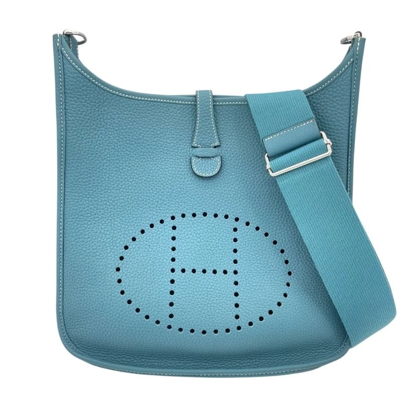 HERMES BLUE JEAN SHW CLEMENCE LEATHER SHOULDER BAG: Hermes Blue Jean SHW Clemence Leather Shoulder Bag Brand: HERMES Type/Style: Shoulder Bag Material: Taurillon Color: Blue Jean SV Hardware Size: W: 29cm / H: 31cm / D: 6cm Accessories: None
